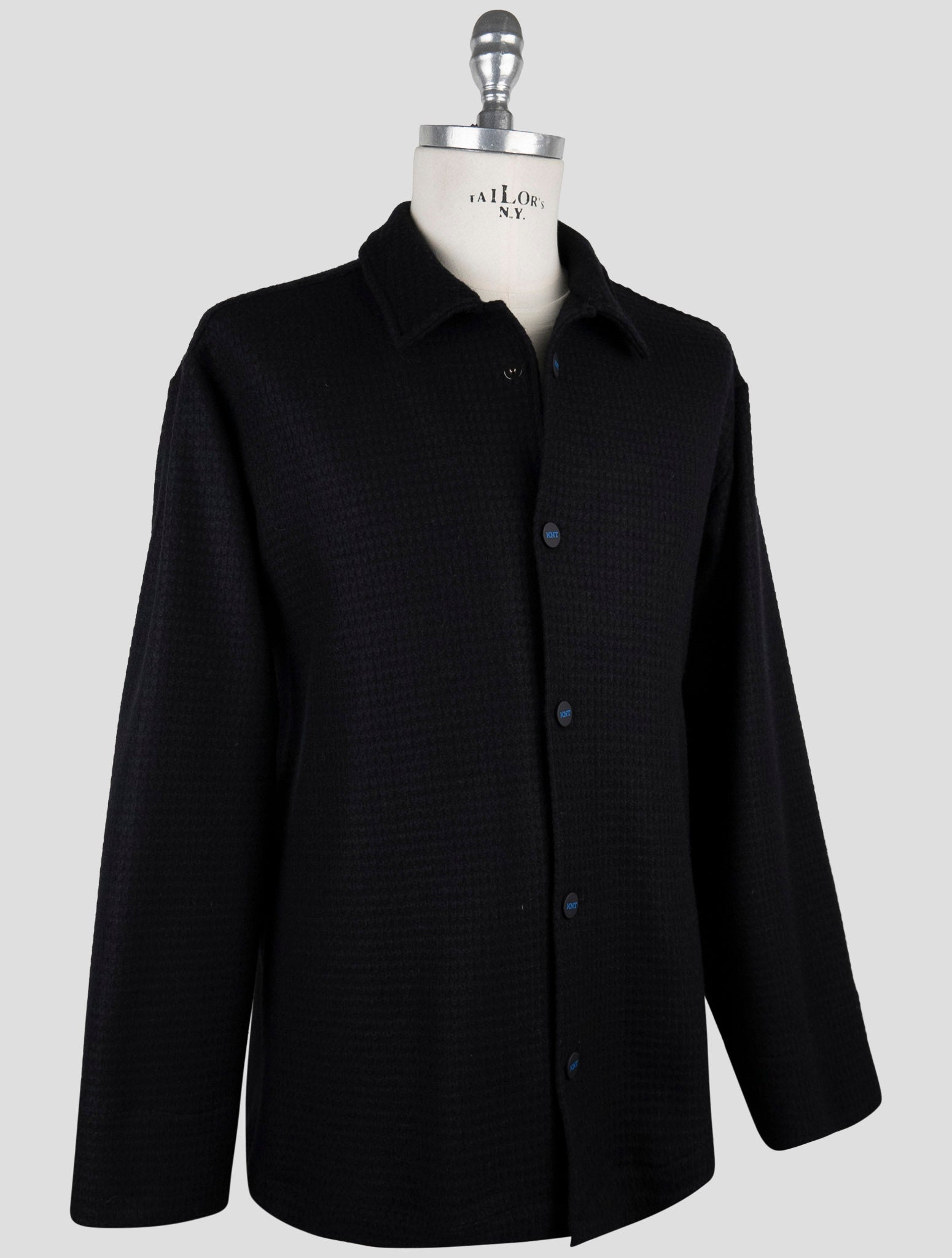 Kiton Knt Black Wool Pa Coat