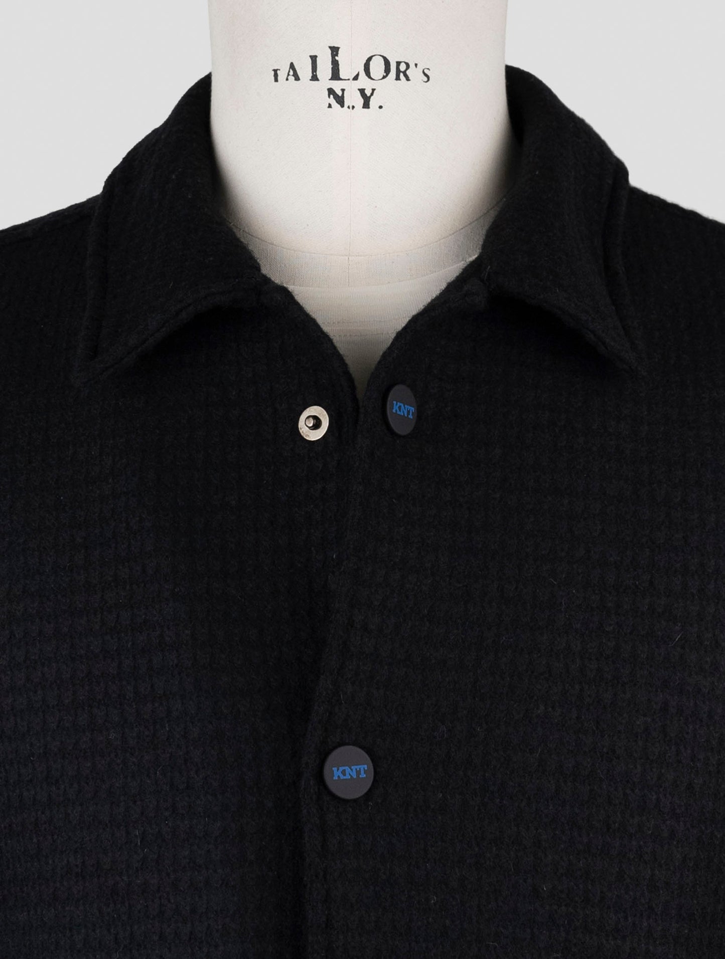 Kiton Knt Black Wool Pa Coat