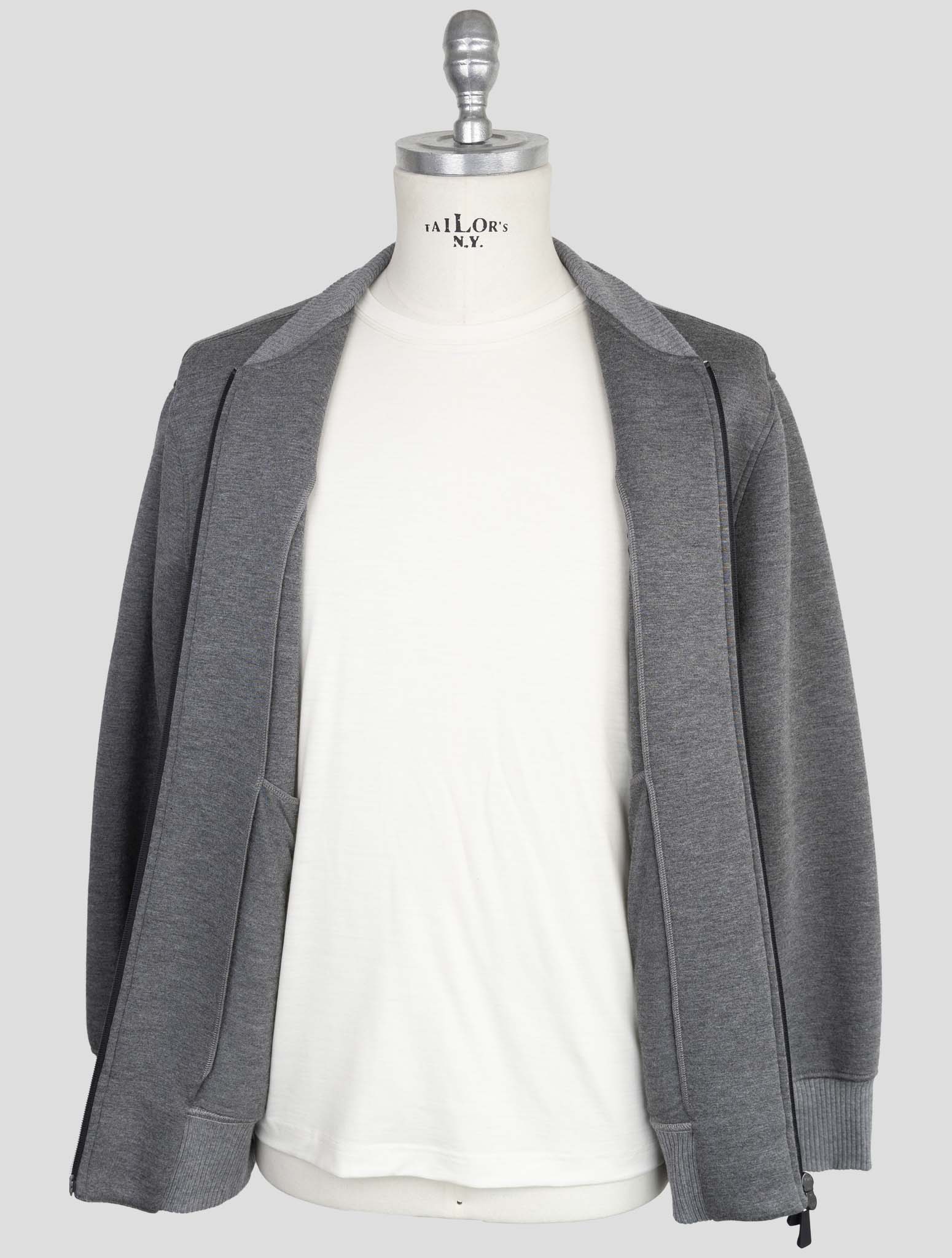 Kiton Knt Gray Viscose Ea Coat