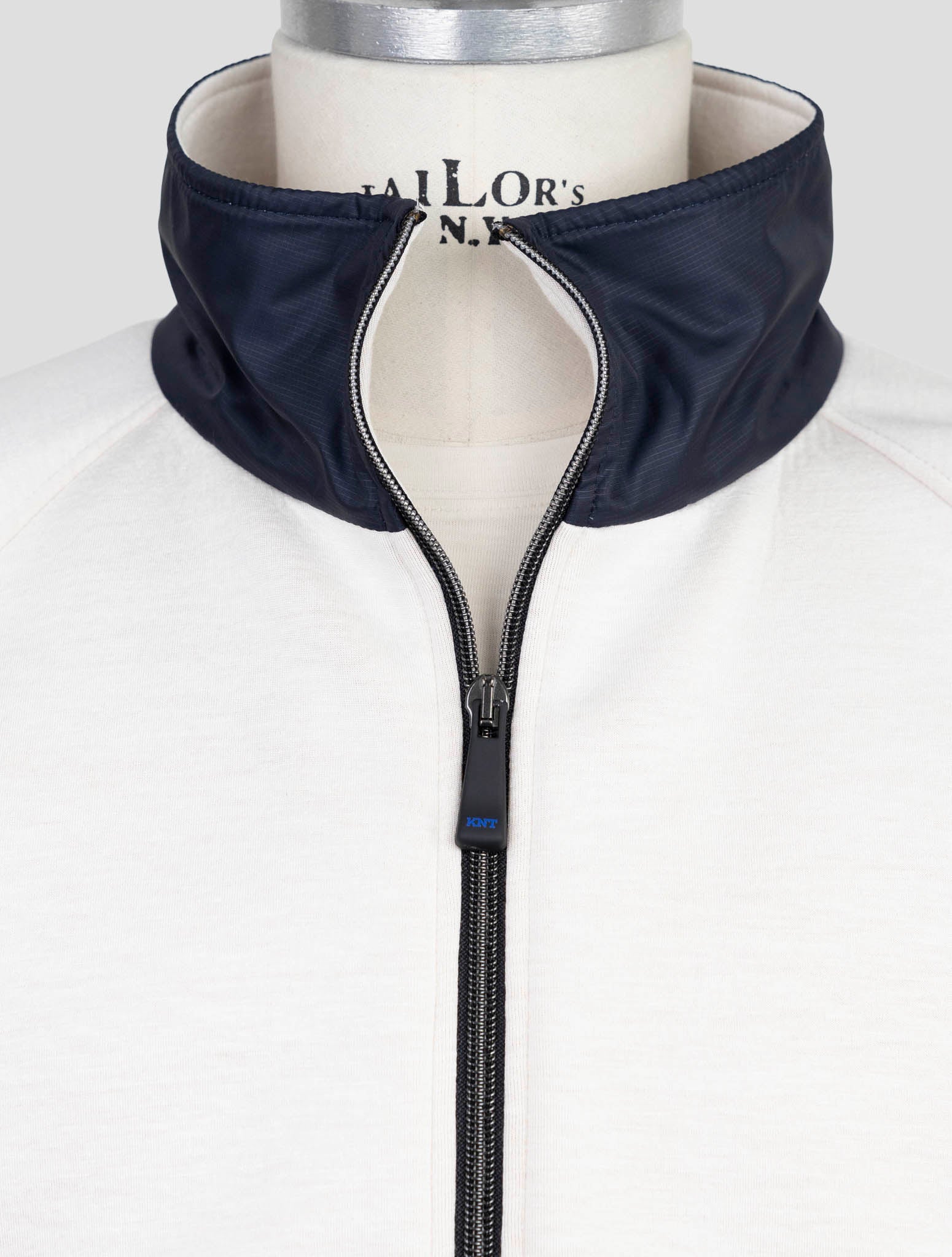 Kiton Knt Blue White Viscose Ea Coat