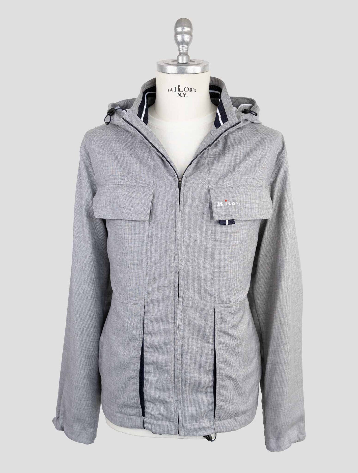 Kiton Gray Fleece Wool Pa Coat