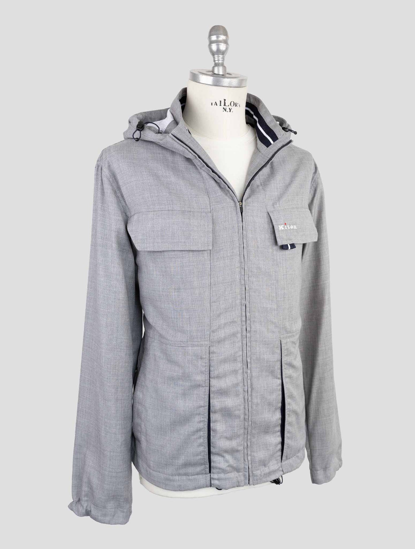 Kiton Gray Fleece Wool Pa Coat