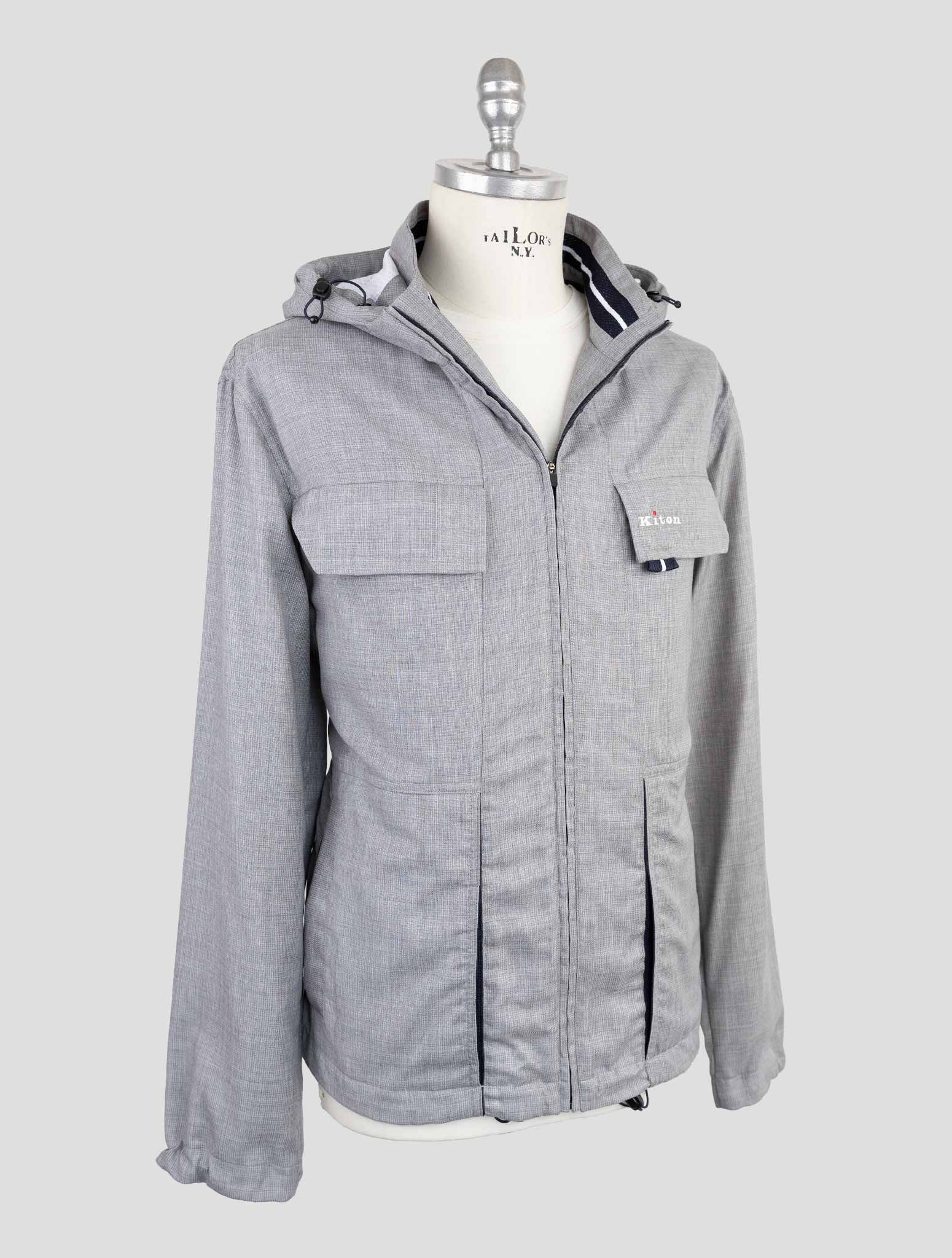 Kiton Gray Fleece Wool Pa Coat
