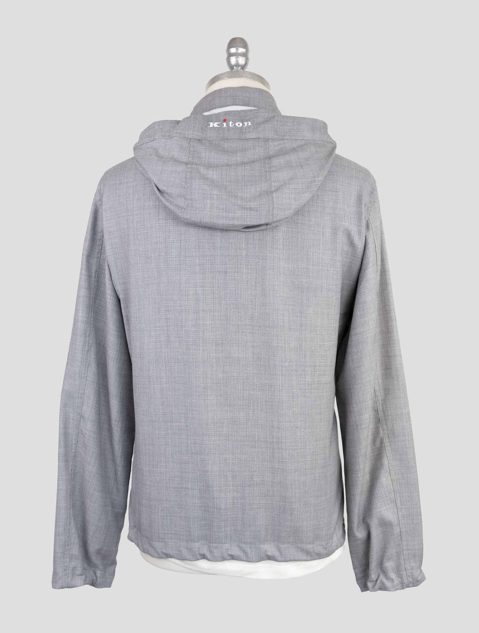 Kiton Gray Fleece Wool Pa Coat