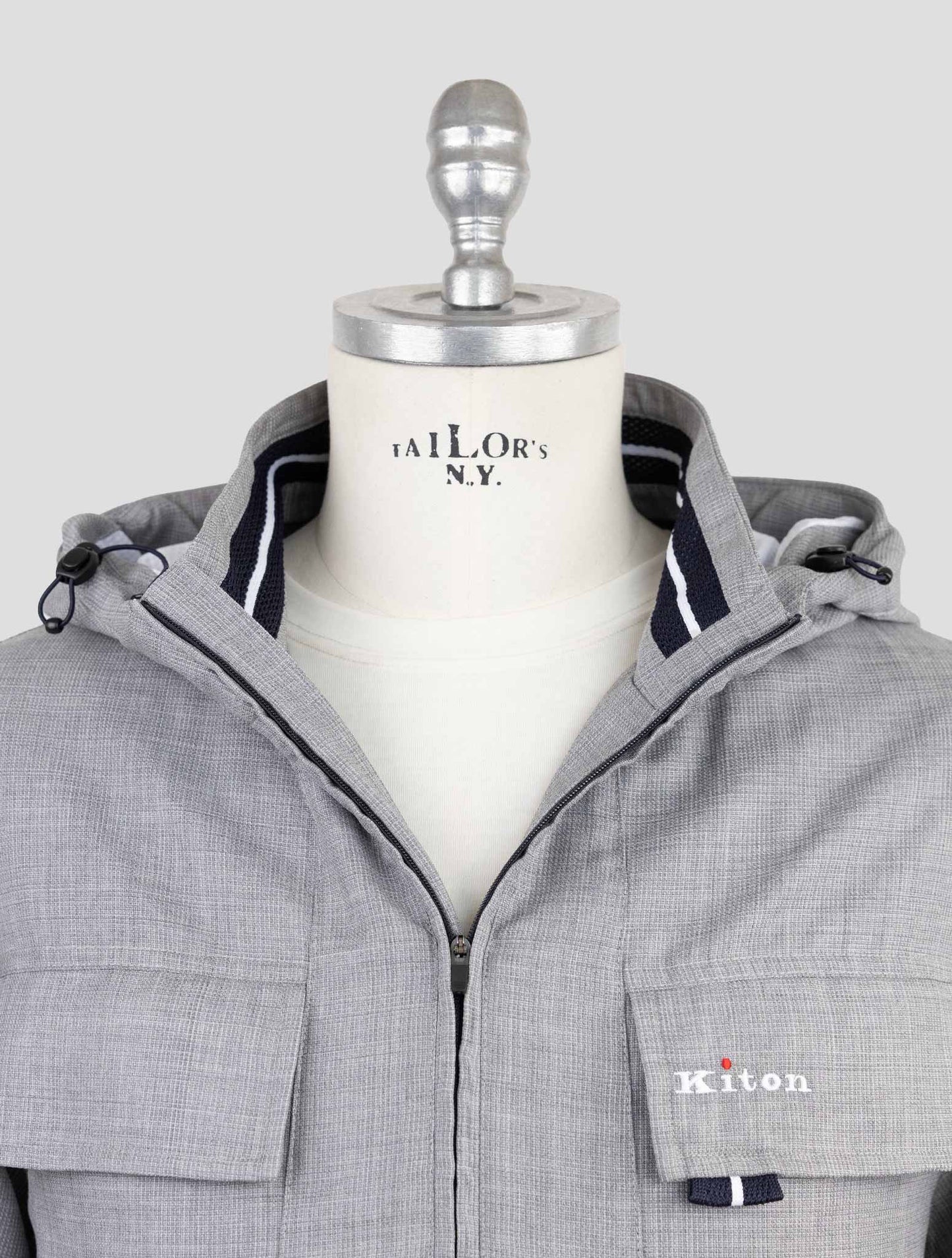 Kiton Gray Fleece Wool Pa Coat
