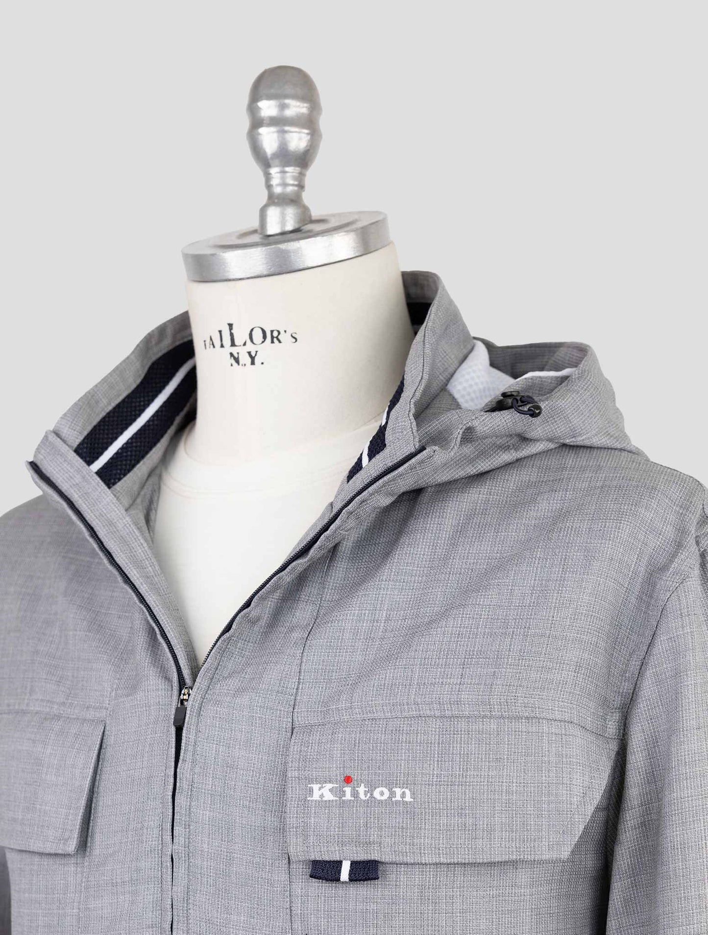 Kiton Gray Fleece Wool Pa Coat