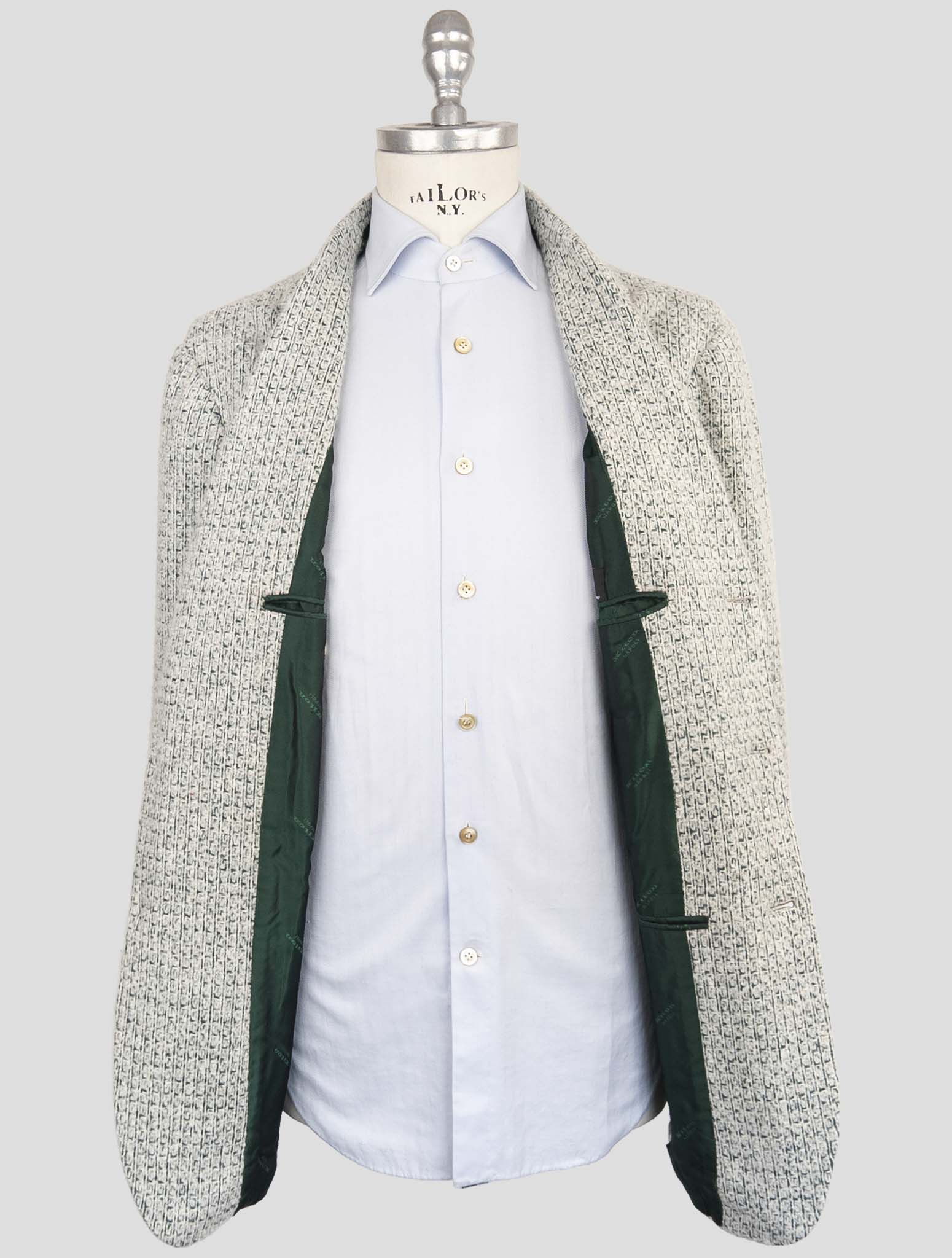 Kiton White Green Cashmere Silk Blazer