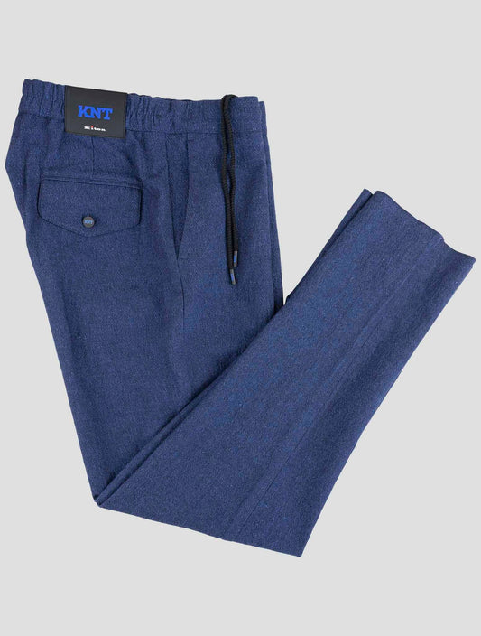 Kiton Knt Blue Virgin Wool Linen Pants