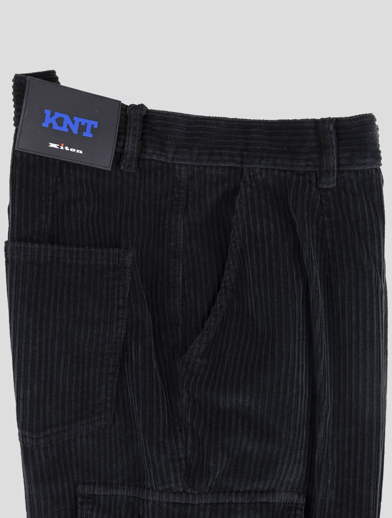 Kiton Knt Black Cotton Ea Velvet Cargo Pants