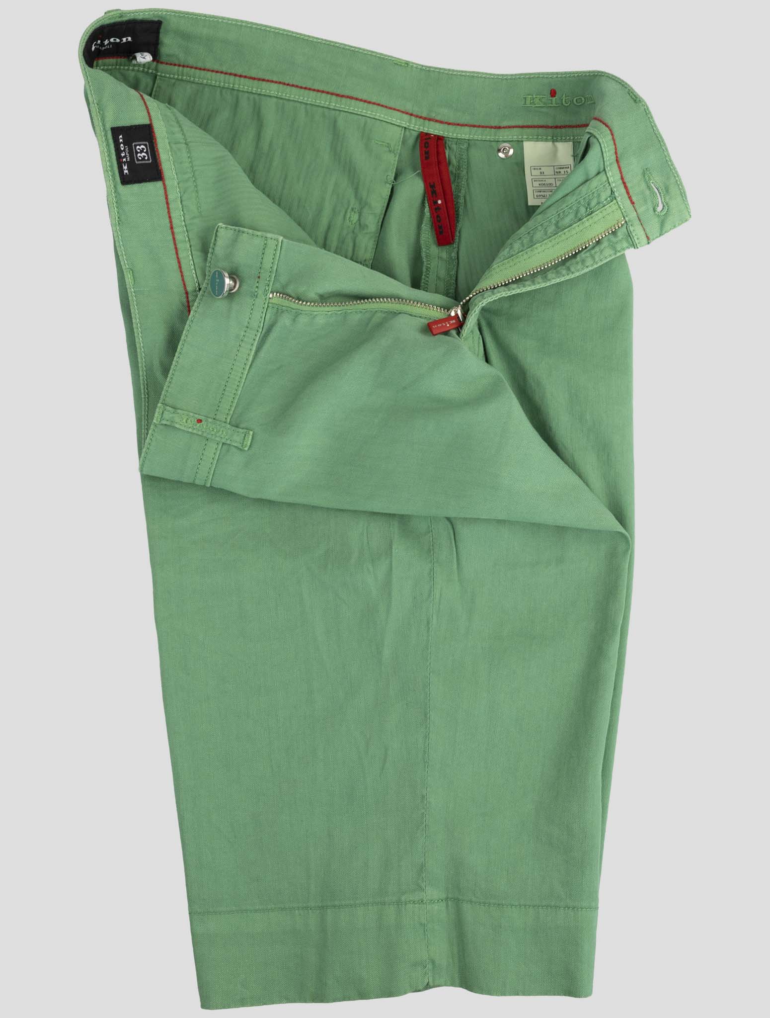 Kiton Green Linen Cotton Ea Short Pants
