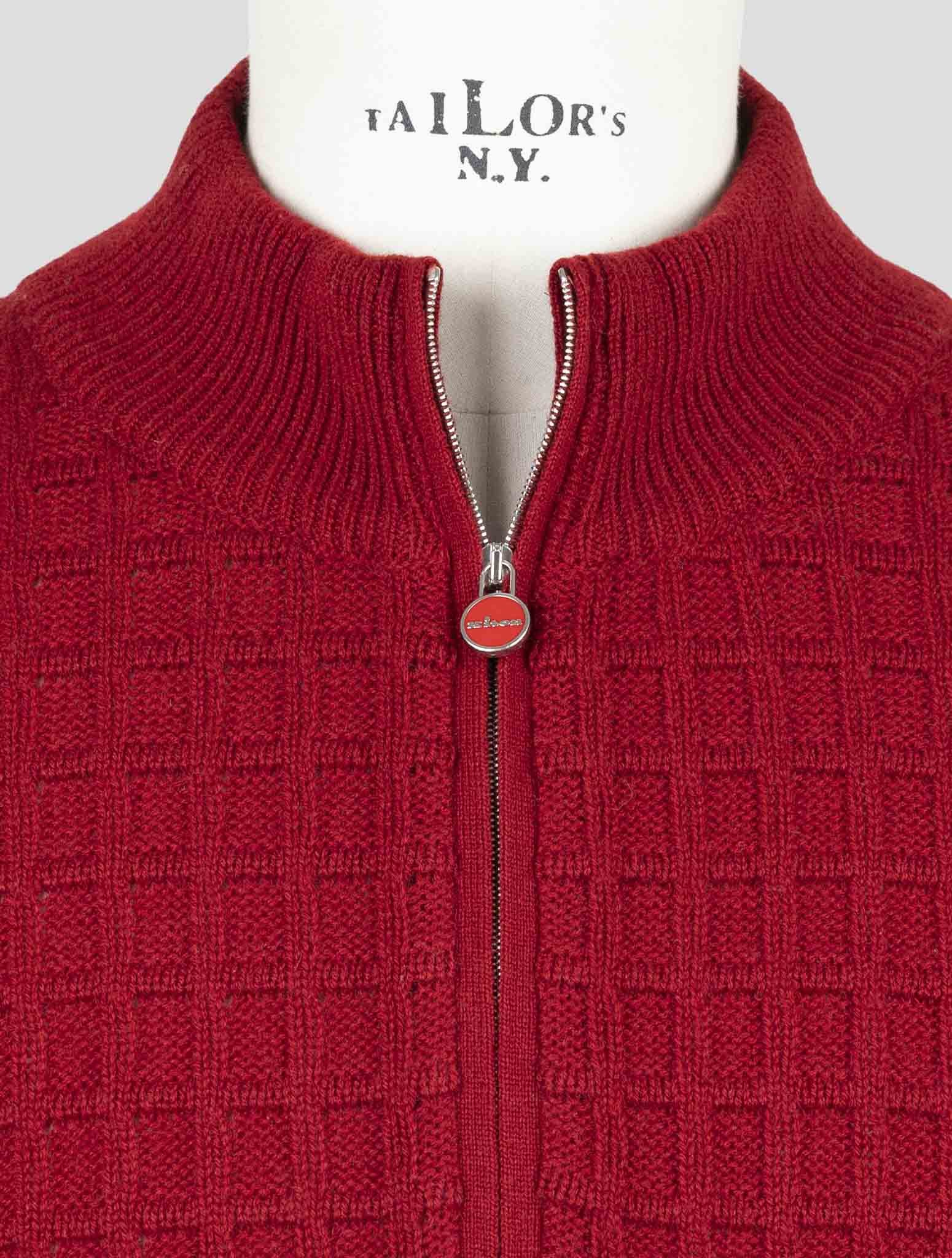 Kiton Red Cashmere Sweater Full Zip
