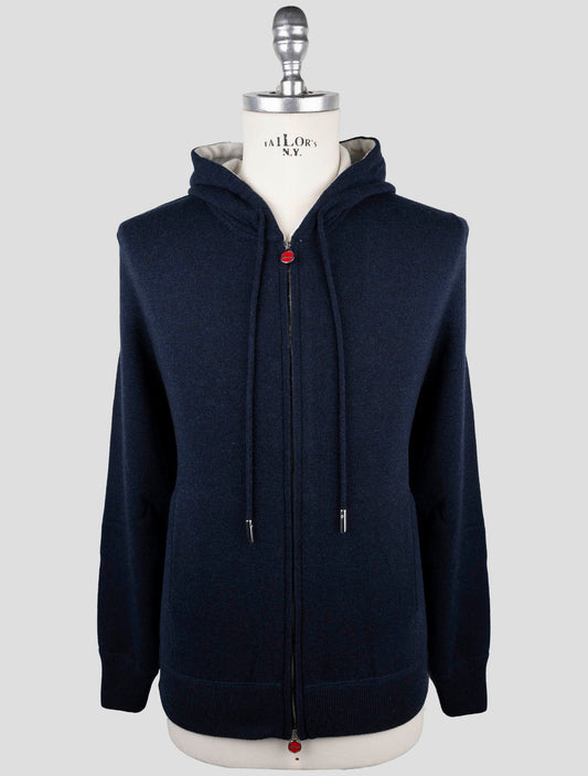 Kiton Blue Wool Sweater Full Zip