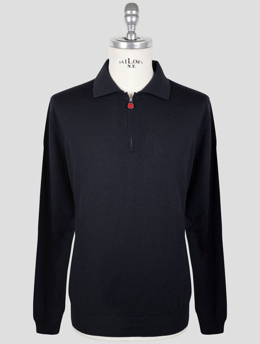 Kiton Blue Wool Sweater Polo