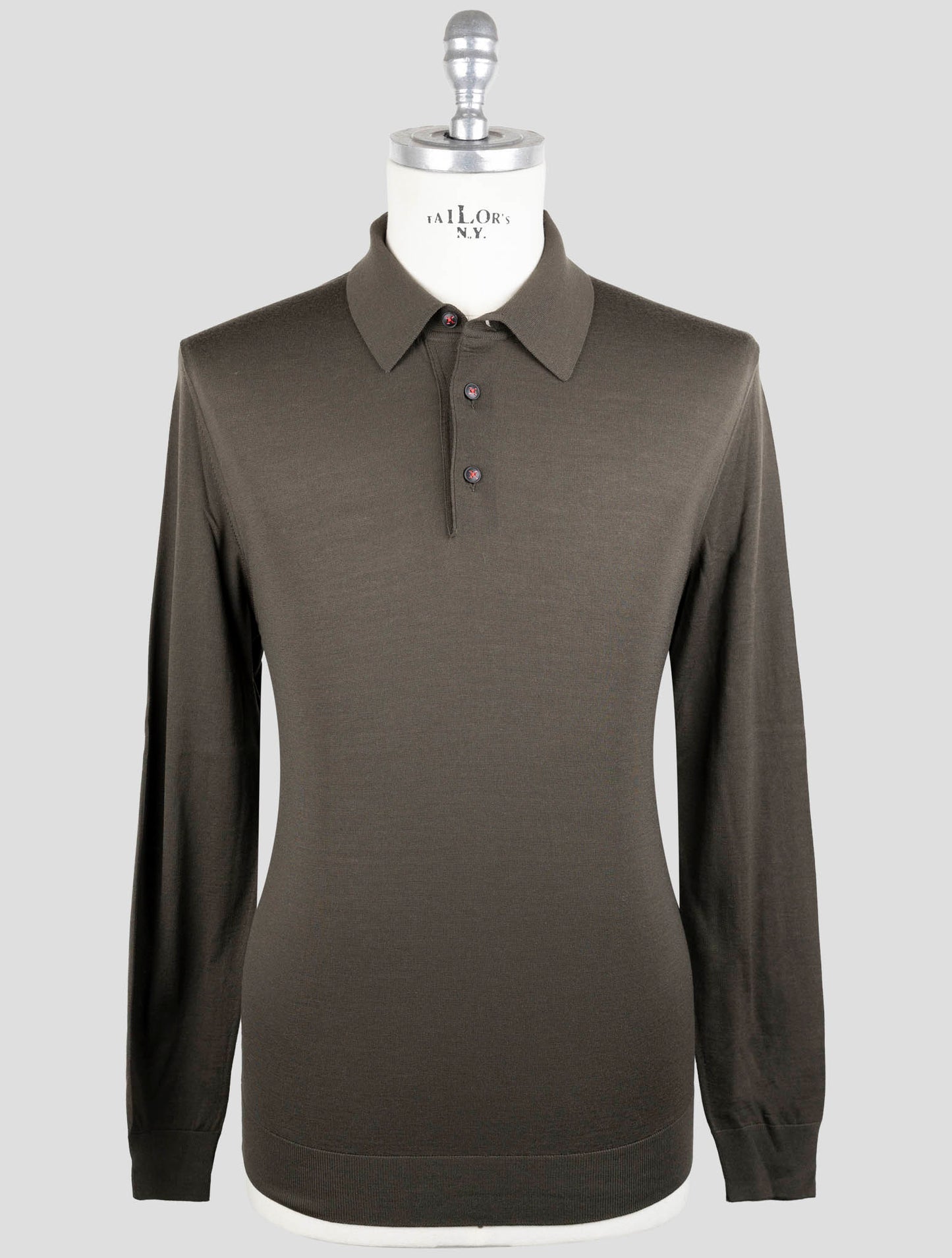 Kiton Green Wool Diamante Blue Sweater Polo