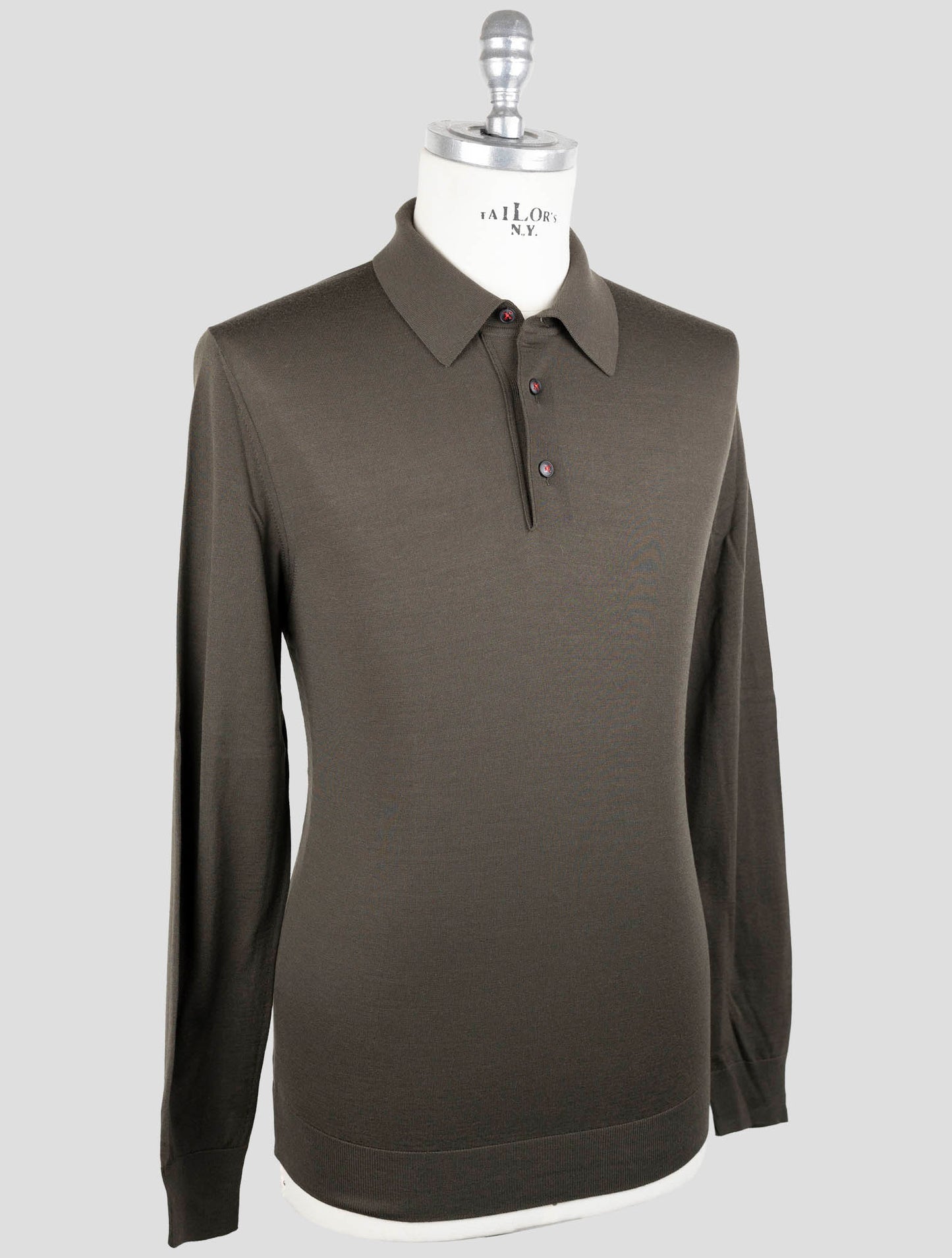 Kiton Green Wool Diamante Blue Sweater Polo