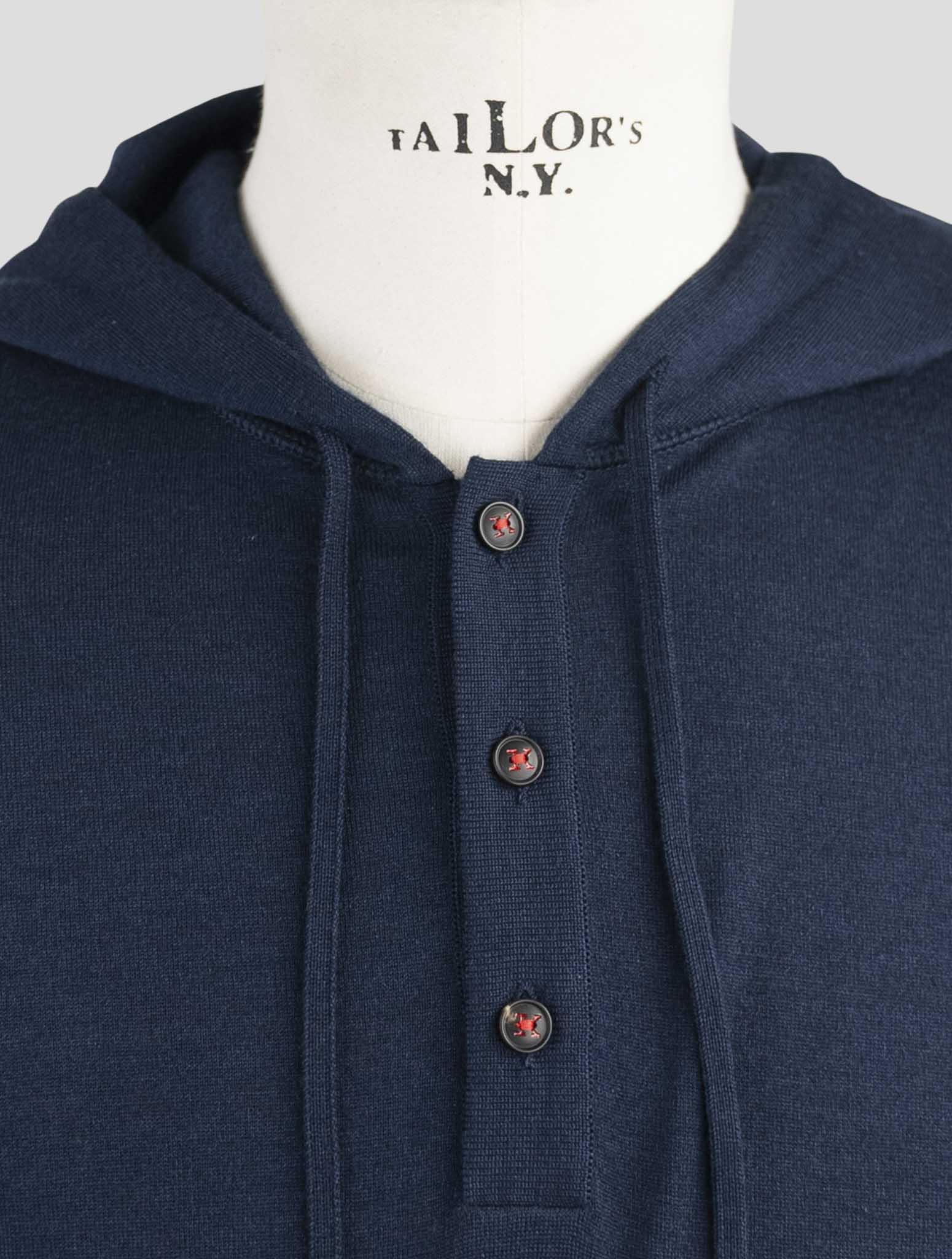 Kiton Blue Cashmere Silk Sweater Hoodie