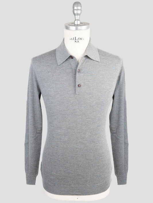 Kiton Gray Cashmere Silk Sweater Polo
