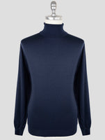 Kiton Blue Cashmere Silk Sweater Turtleneck
