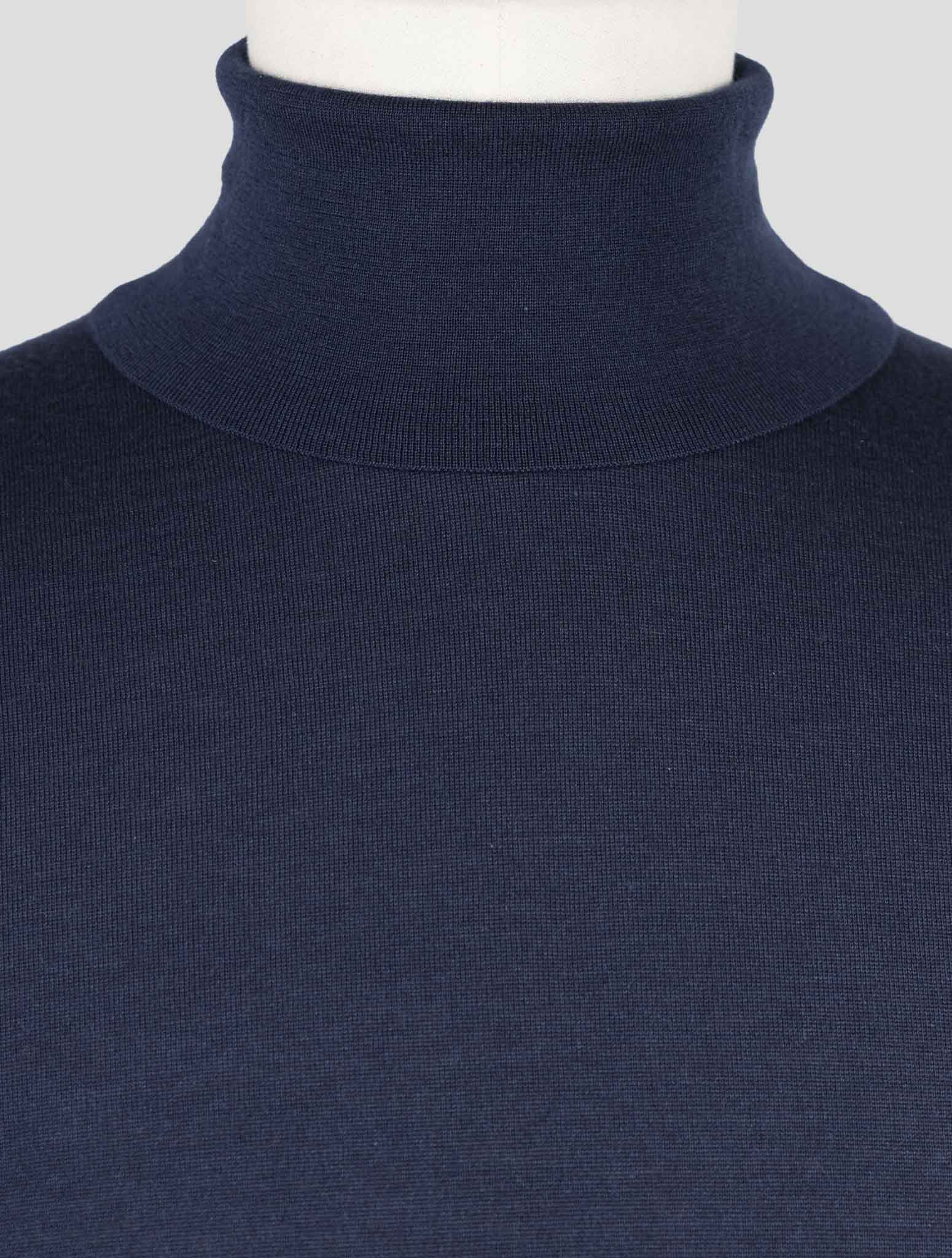 Kiton Blue Cashmere Silk Sweater Turtleneck
