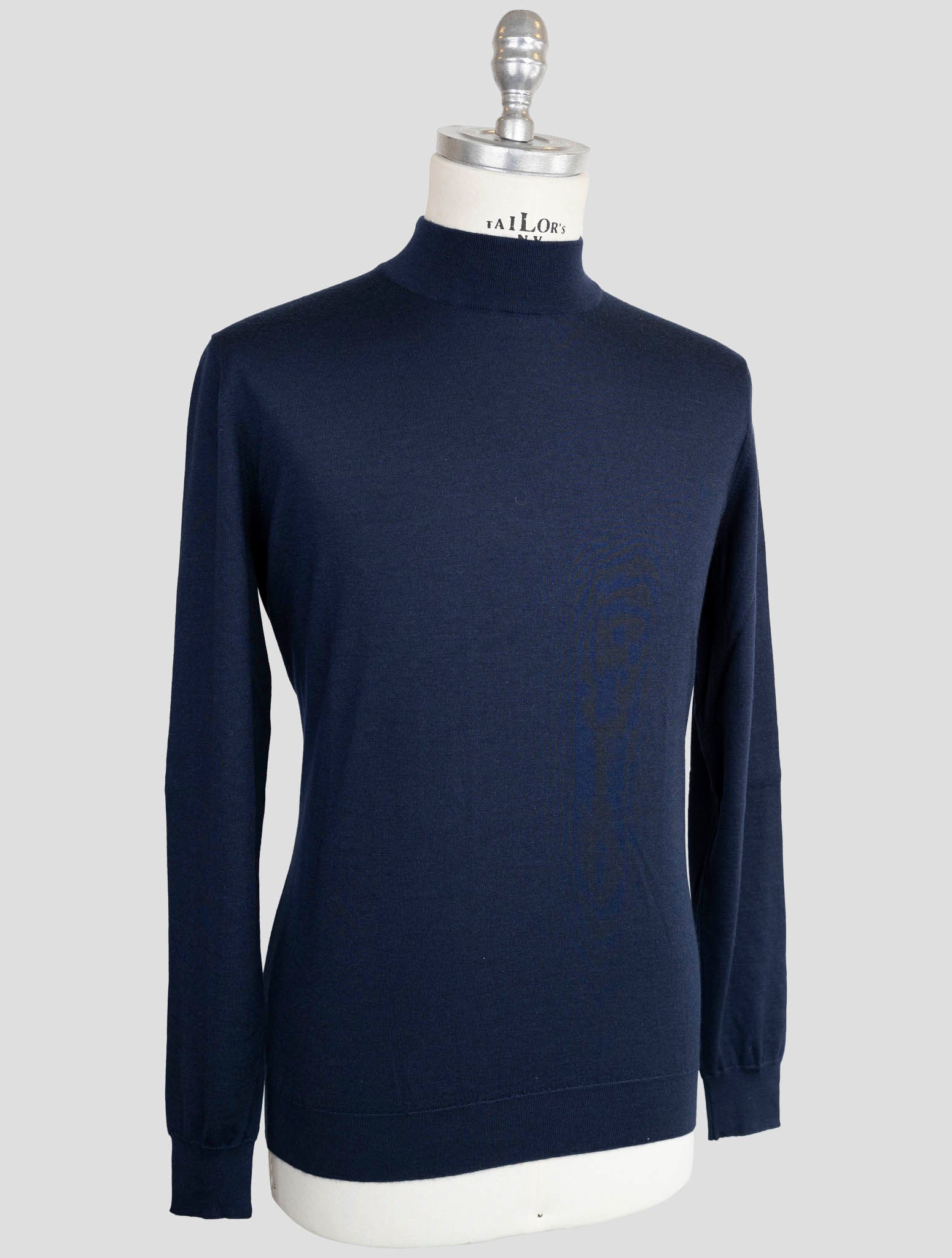 Kiton Blue Cashmere Silk Sweater Half Neck