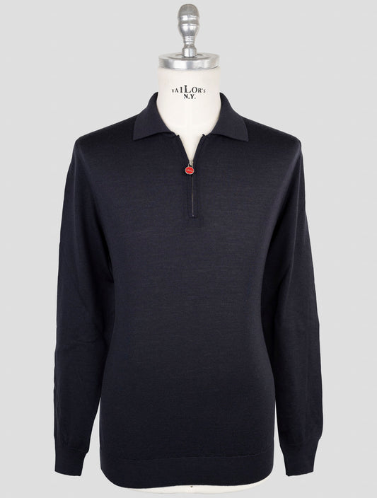 Kiton Blue Wool Sweater Polo