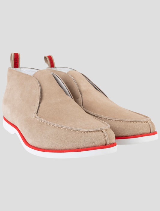 Kiton Beige Leather Suede Sneakers