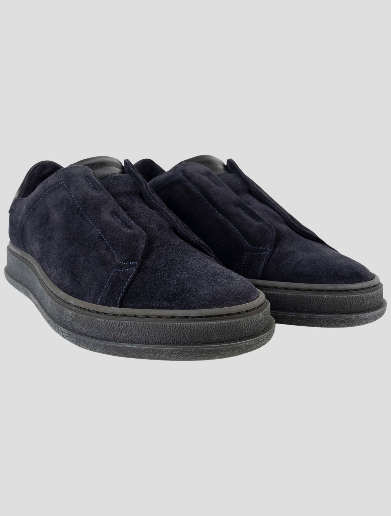Kiton Blue Leather Suede Sneakers