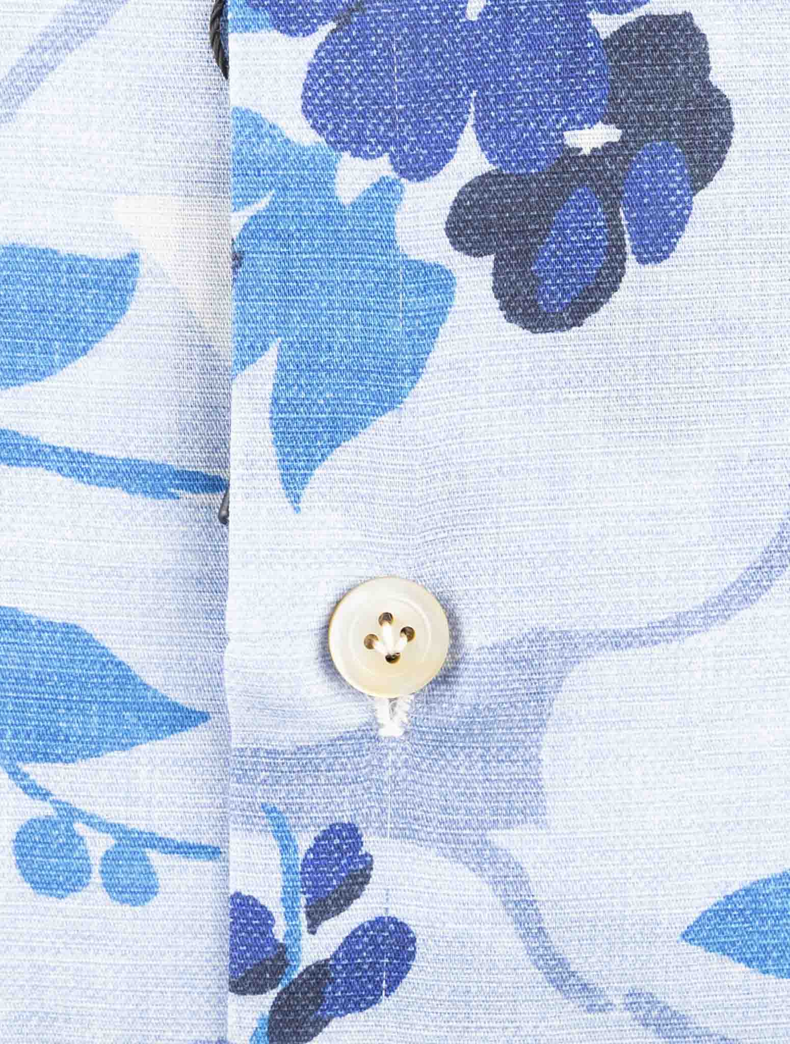 Kiton Blue Cotton Linen Shirt