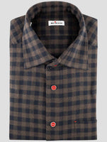 Kiton Blue Brown Cotton Shirt