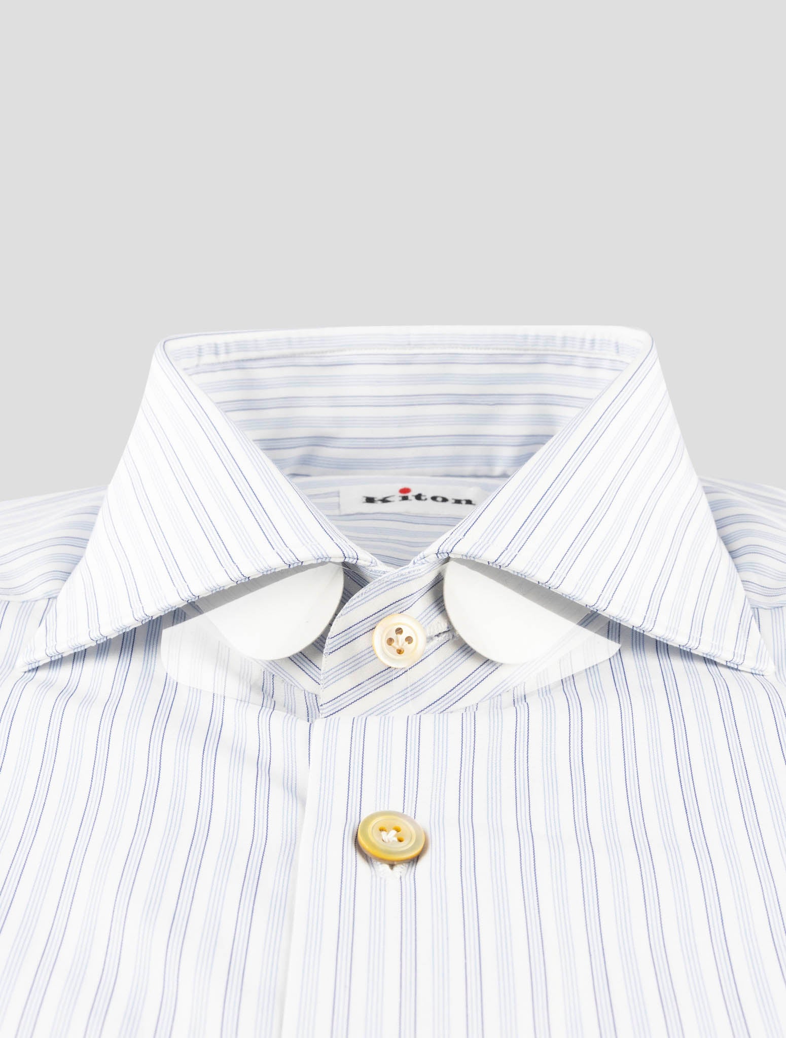 Kiton White Blue Cotton Shirt