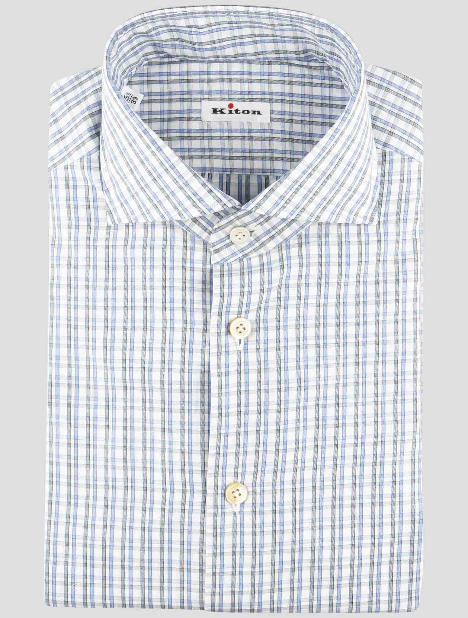 Kiton Blue Cotton Shirt