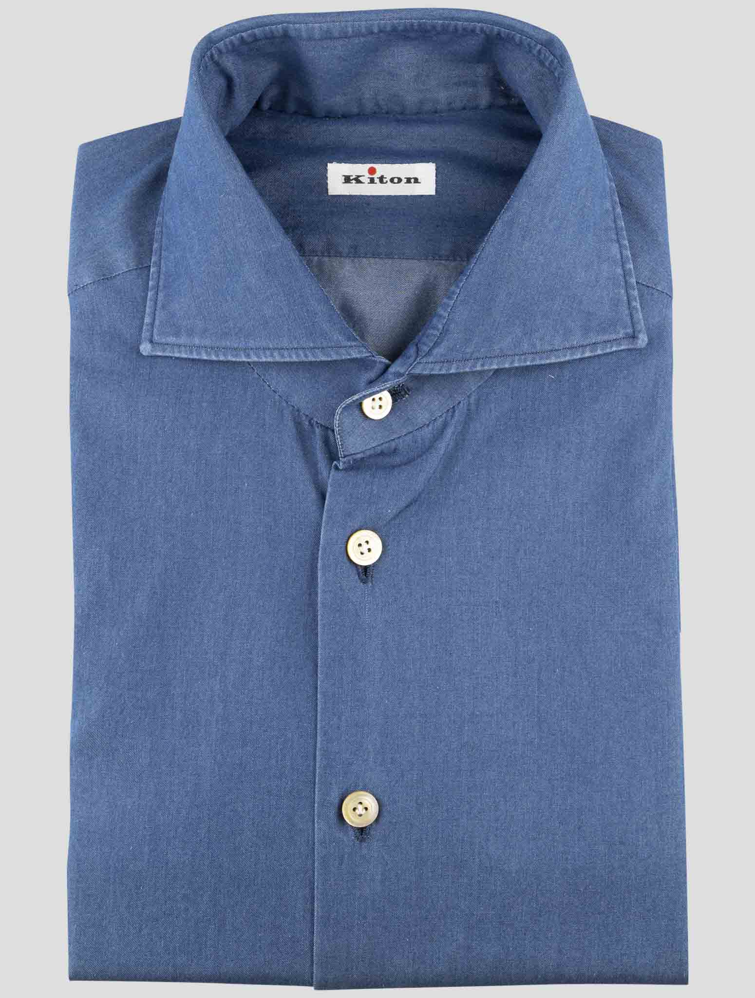 Kiton Blue Cotton Shirt