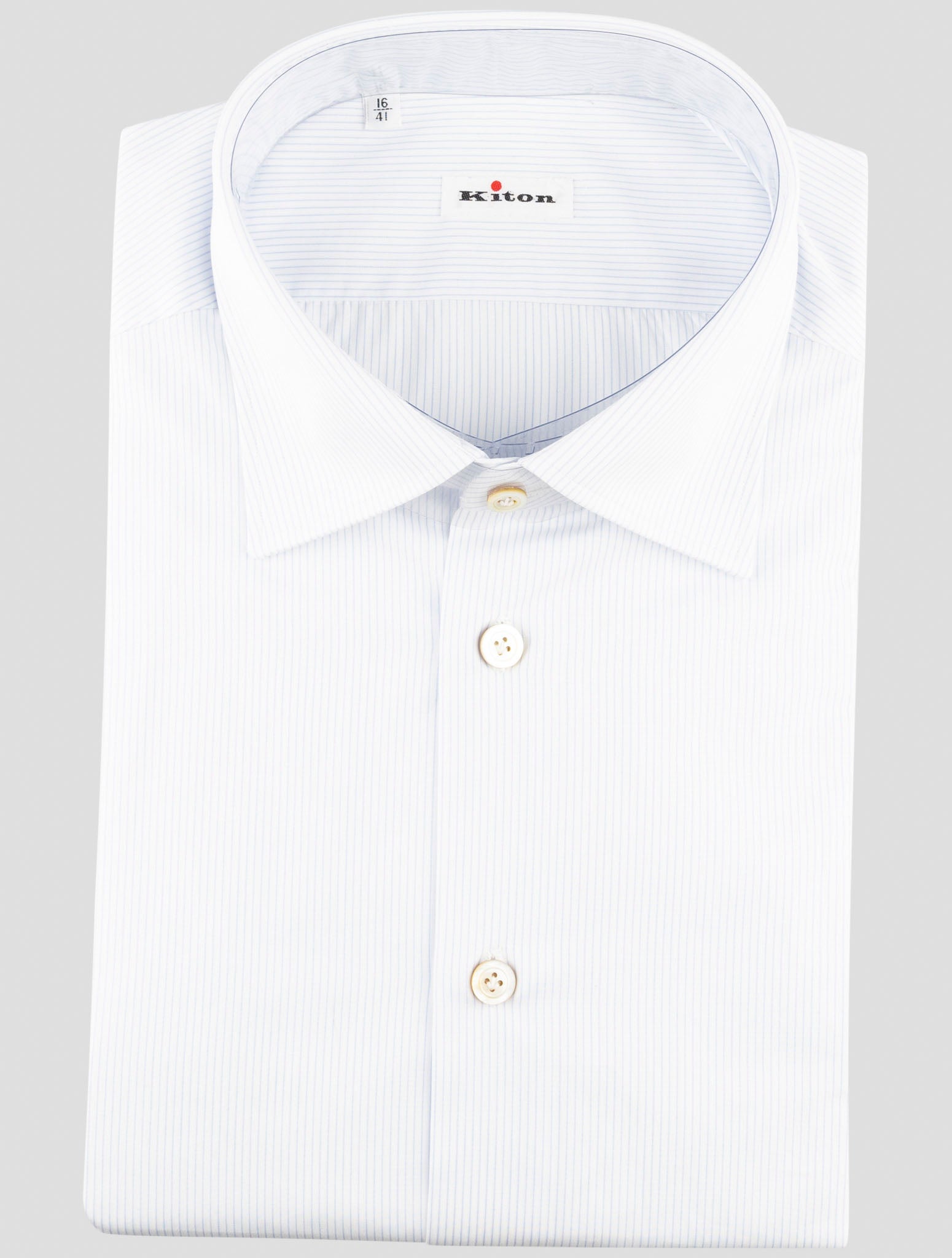 Kiton Blue White Cotton Shirt