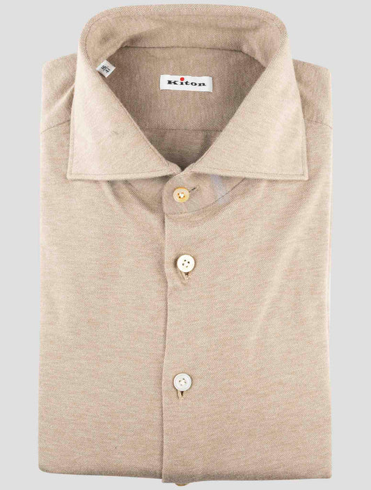 Kiton Brown Cotton Cashmere Shirt