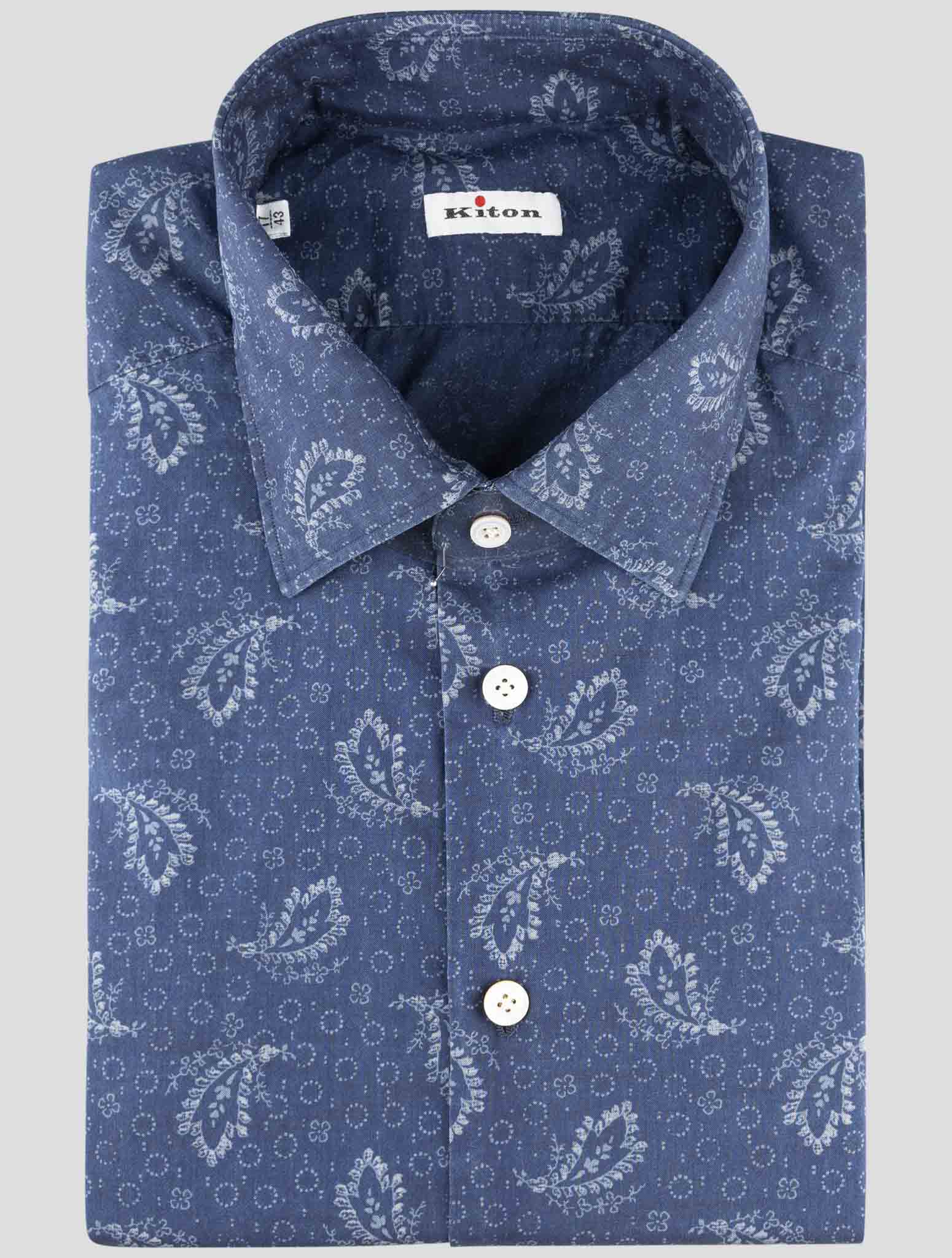 Kiton Blue Cotton Shirt