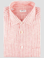 Kiton Red White Linen Pl Ea Shirt