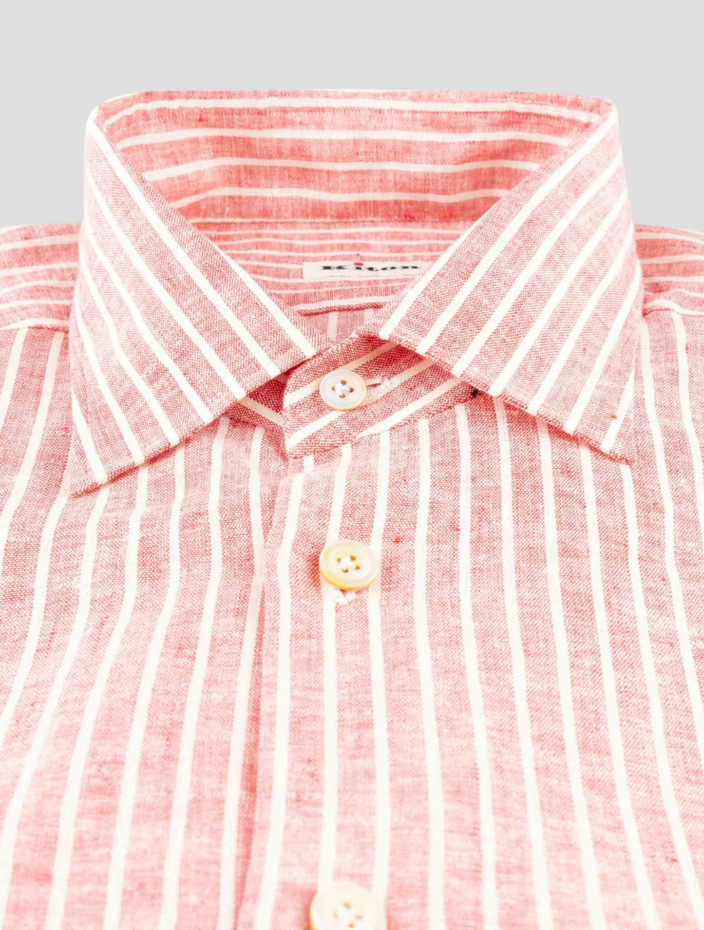 Kiton Red White Linen Pl Ea Shirt