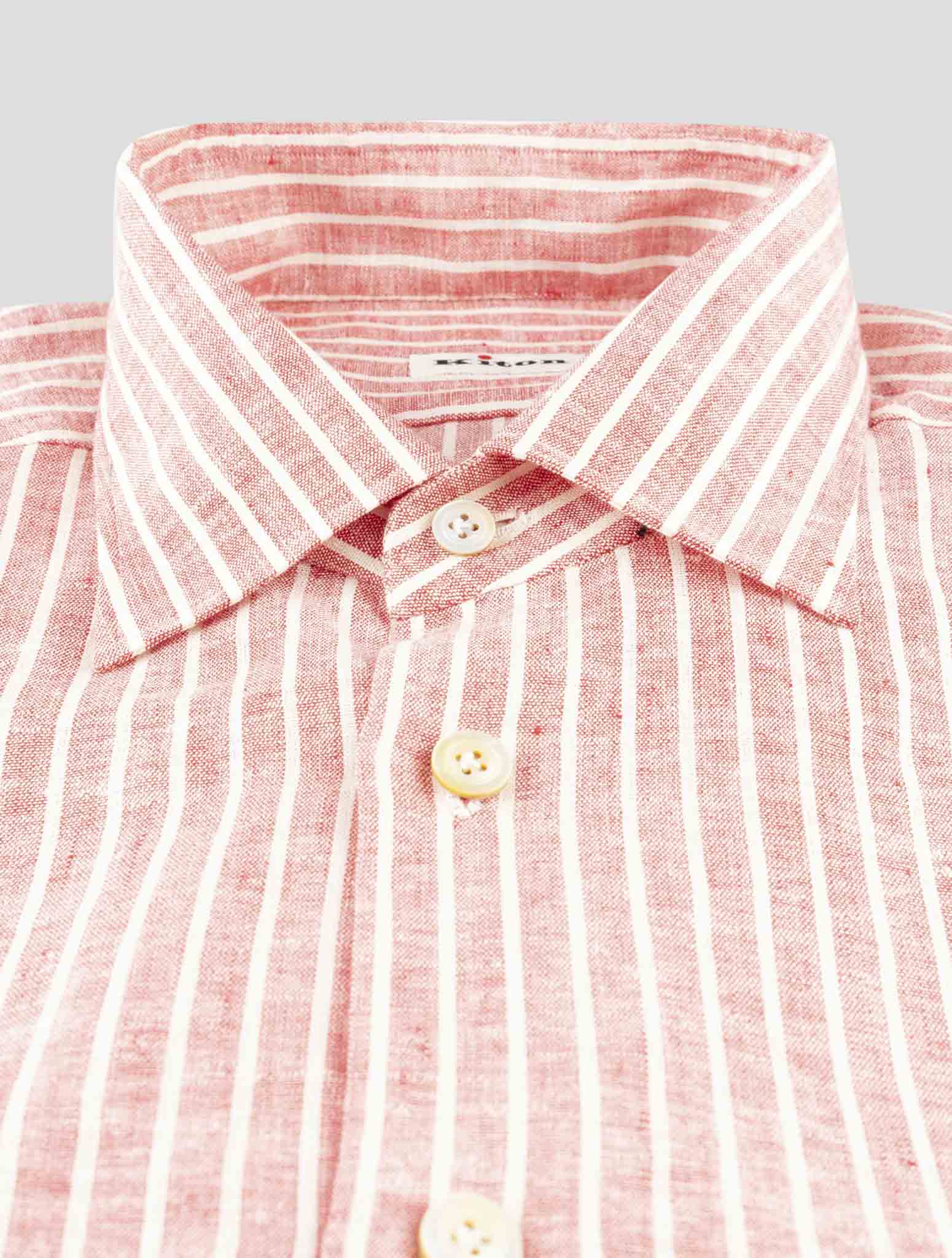 Kiton Red White Linen Pl Ea Shirt
