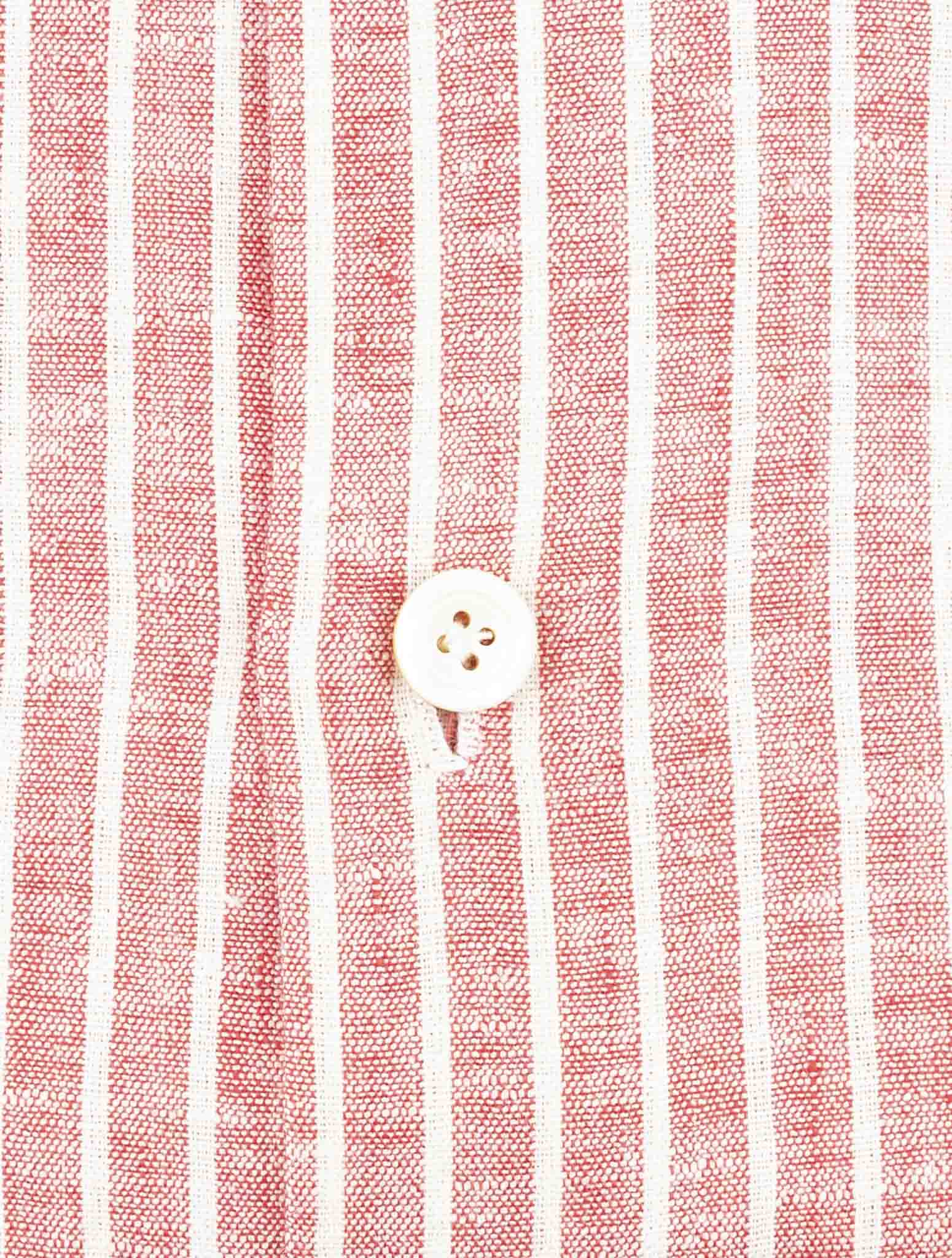Kiton Red White Linen Pl Ea Shirt