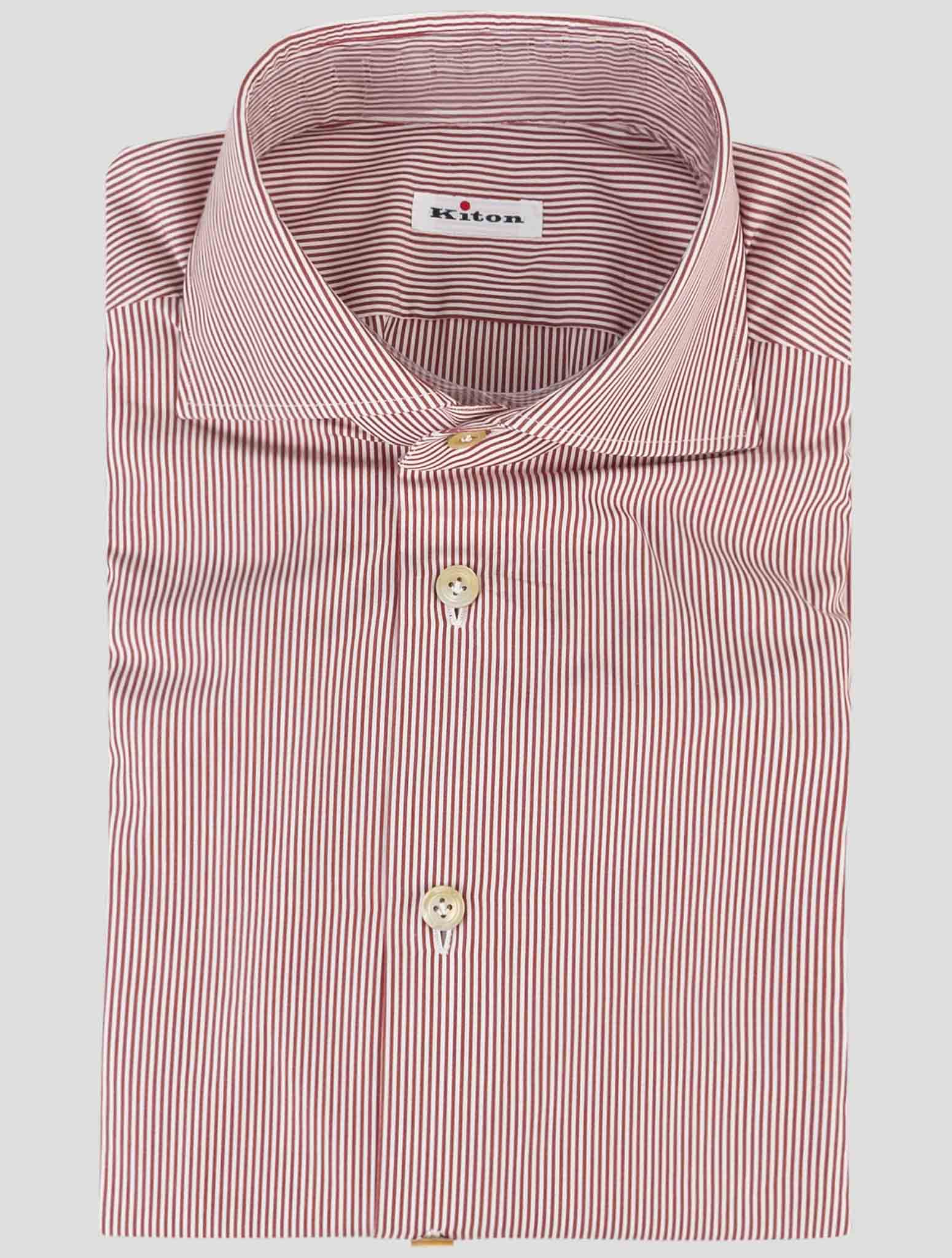 Kiton Red White Cotton Shirt