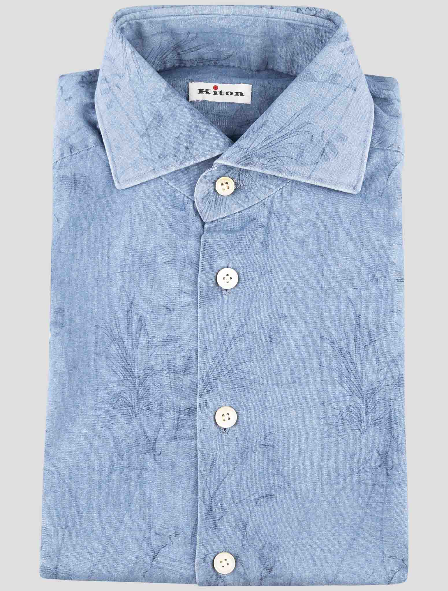 Kiton Blue Cotton Shirt