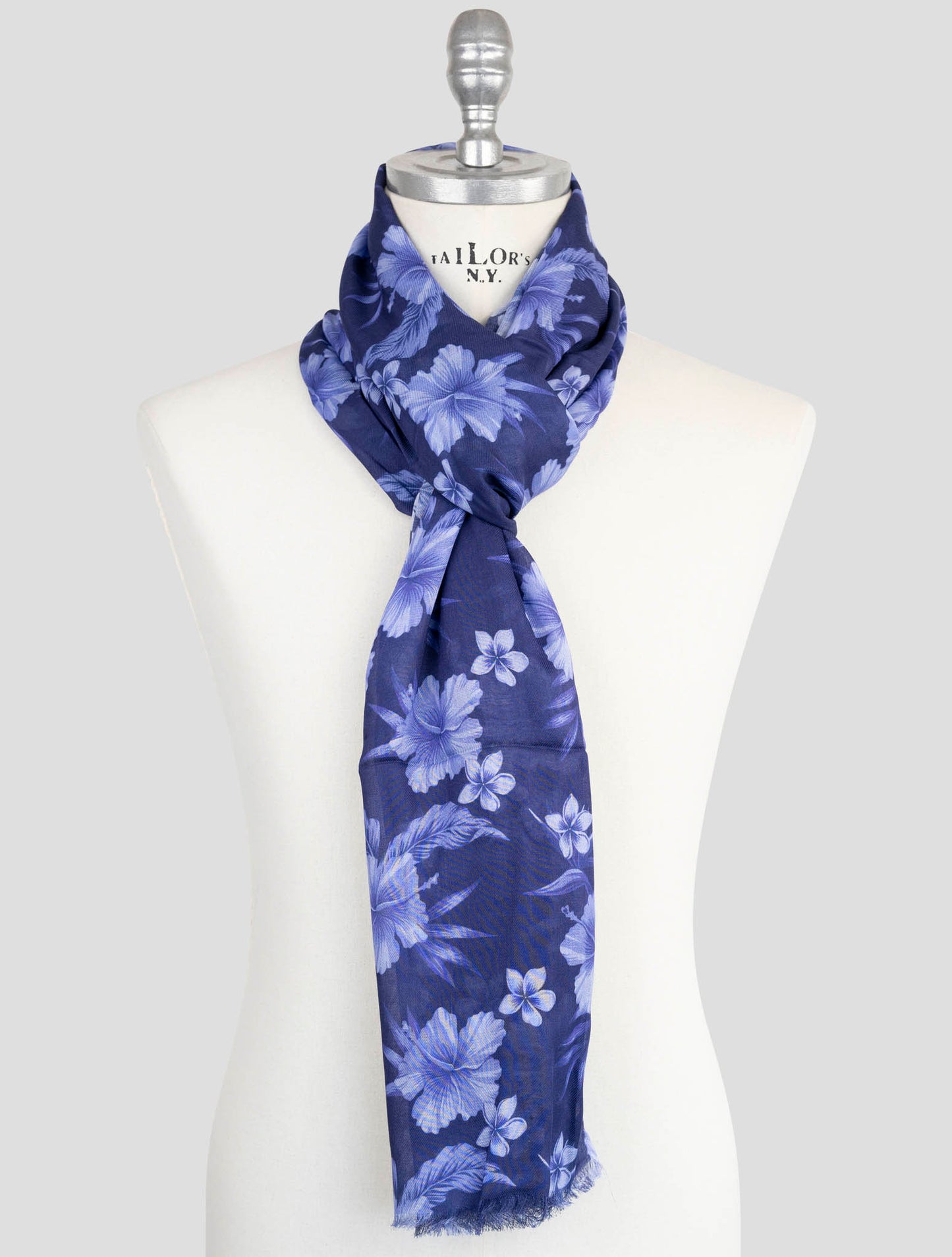 Kiton Blue Modal Cashmere Scarf