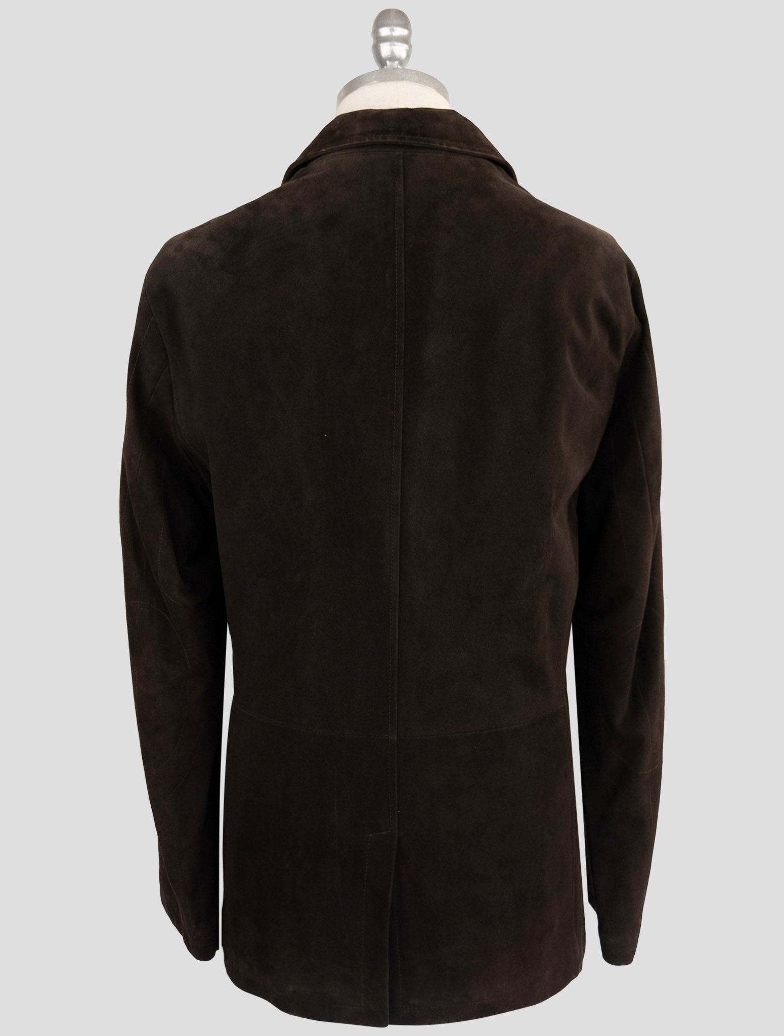 Kiton Brown Leather Suede Overcoat