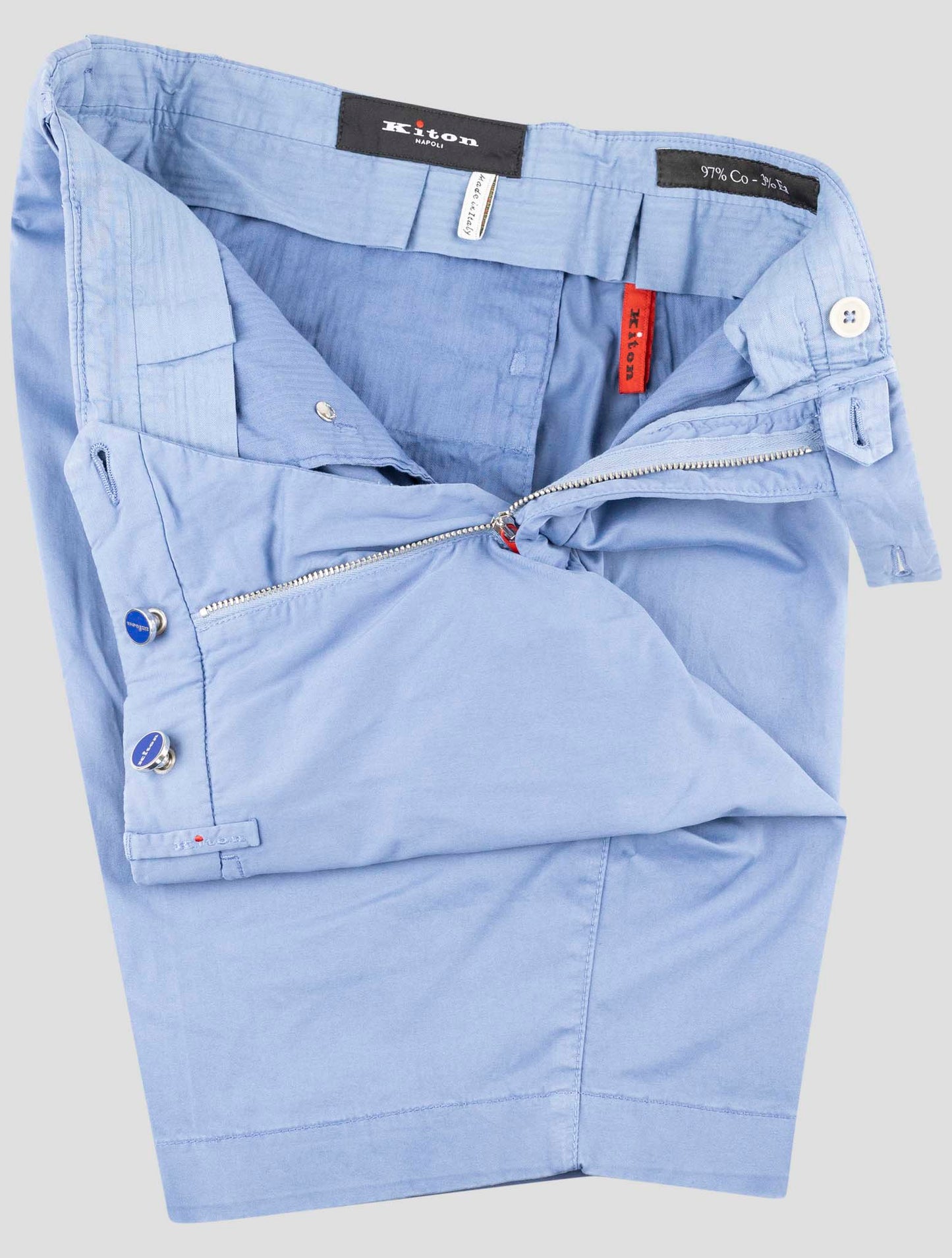 Kiton Light Blue Cotton Ea Short Pants