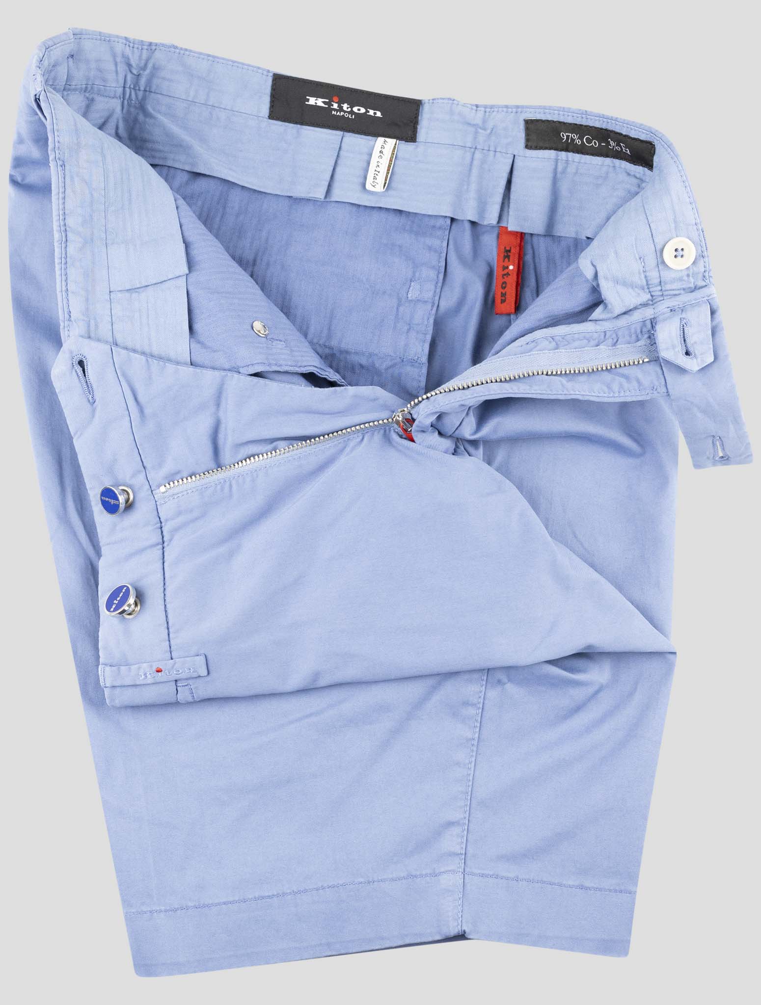 Kiton Light Blue Cotton Ea Short Pants