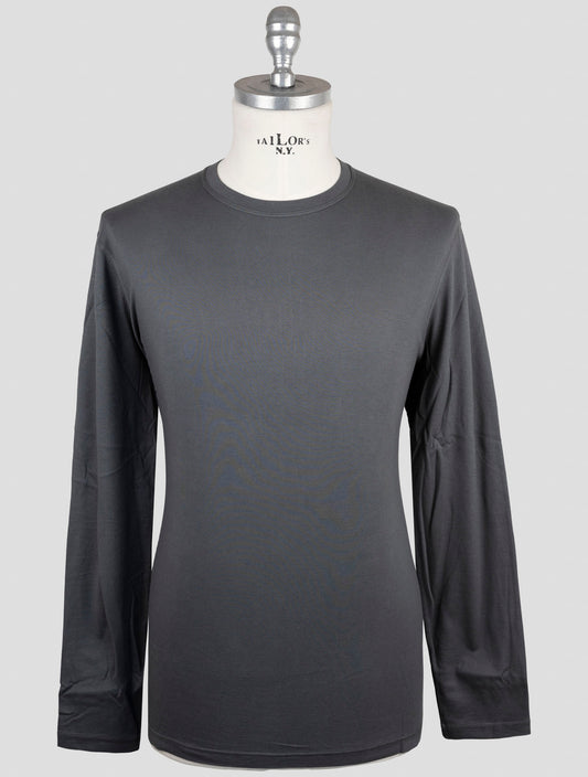 Kiton Gray Cotton Cashmere T-Shirt Long Sleeve