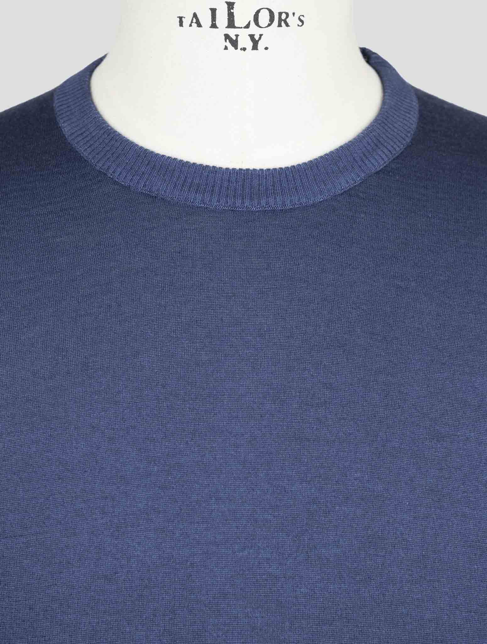 Kiton Blue Cashmere Silk Sweater Crewneck