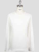 Kiton White Cotton Sweater Crewneck