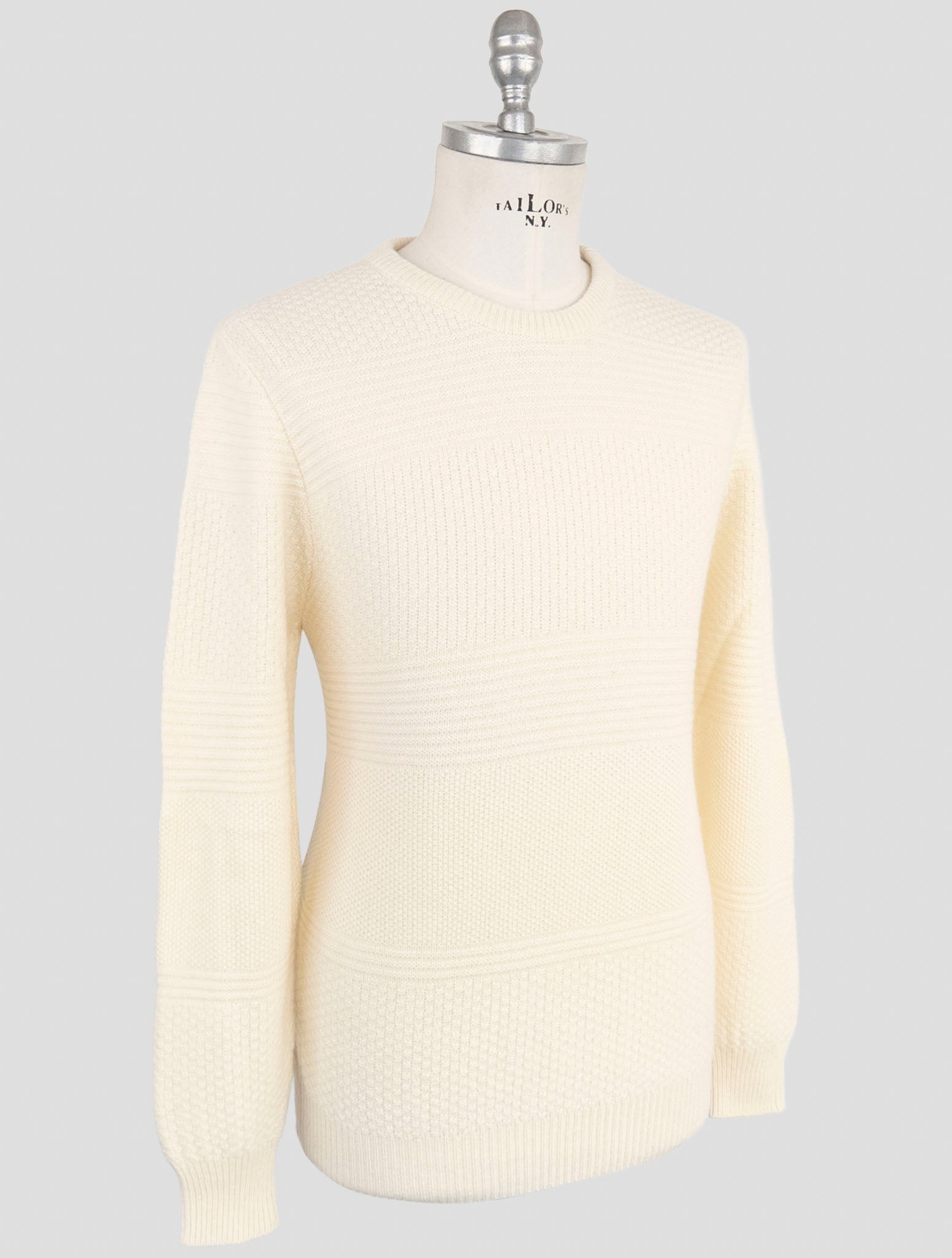 Kiton White Cashmere Sweater Crewneck