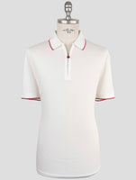 Kiton White Cotton Polo Half Zip